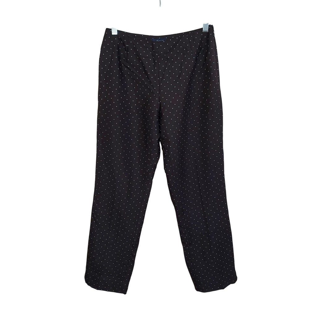 Vintage 90s Ann Taylor 100% Silk Polka Dot Ankle Pants Brown Blue 2 Office Siren